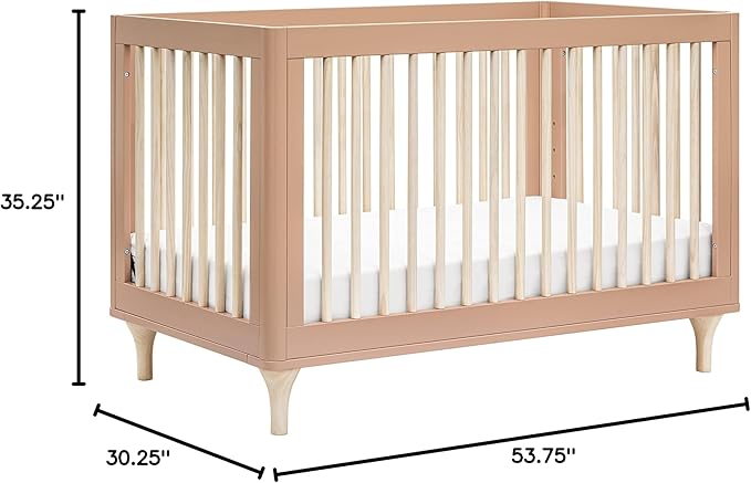 Babyletto Lolly 3-in-1 Baby Crib Convertible to Toddler Bed & Daybed, GREENGUARD Gold Certified, 4 Adjustable Heights - Includes Toddler Conversion Kit, Made of 100% Solid Wood - Canyon/Washed Natural