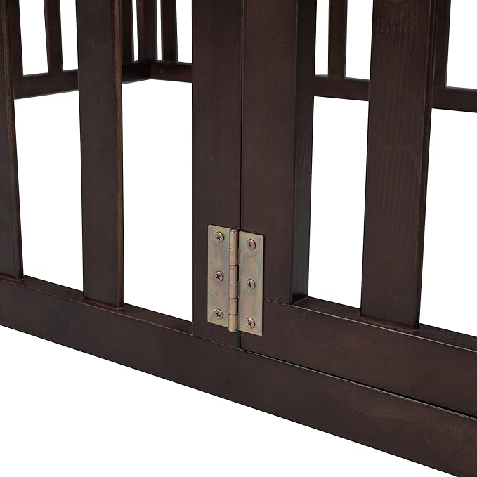 Merax Full Floor Bed with Safety Guardrails and Door, Wood Montessori Floor Bed Frame for Kids, Full Playhouse Bed Frame for Baby Girls and Boys, Walnut