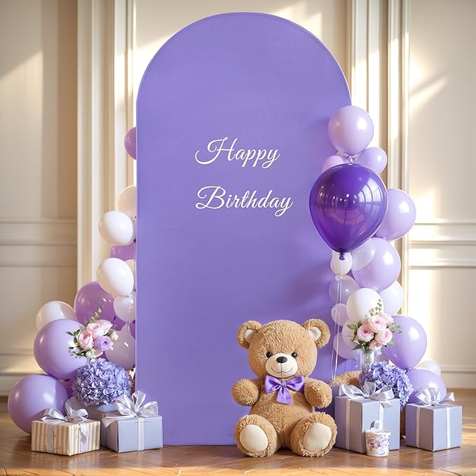Lavender Arch Cover 6FT Spandex Fitted Wedding Arch Stand Covers Round Top Chiara Arch Covers Stretchy Backdrop Cover for Birthday Party Ceremony Banquet Decoration