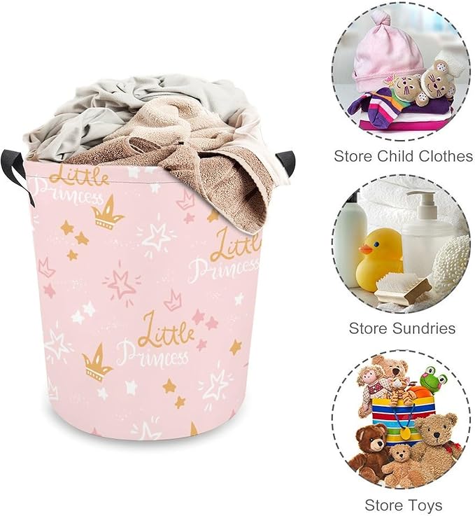 Pink Crown Princess Laundry Basket Princess Room Decor Dirty Clothes Kids Laundry Hamper Girls Bedroom Decor