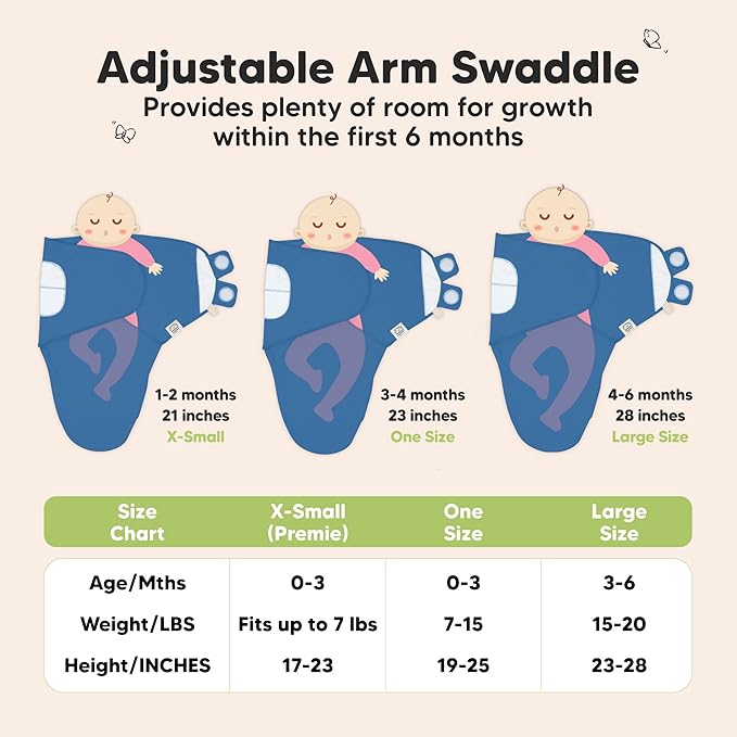 3-Pack Organic Baby Swaddle Sleep Sacks - Swaddles for Newborns, Infant 0-3 Months, Baby Girls, Boys, Soft & Snug Newborn Sleep Sack, Nursery Swaddling Blankets (Frost)