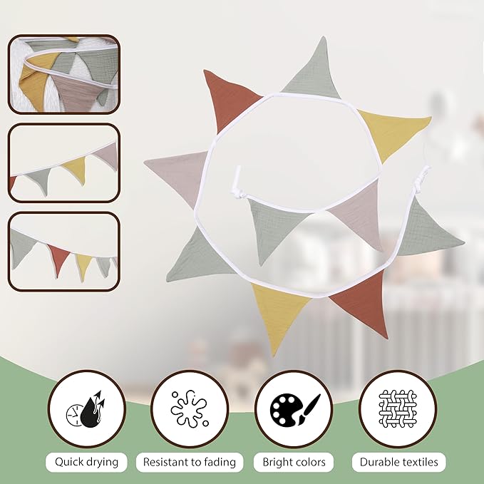 Pennant Banner Flags,Infant and toddler room decoration pennant,for Nursery Decor Baby Birthday Boho Wedding Shower Party Event (Colorful triangular flag banner96)