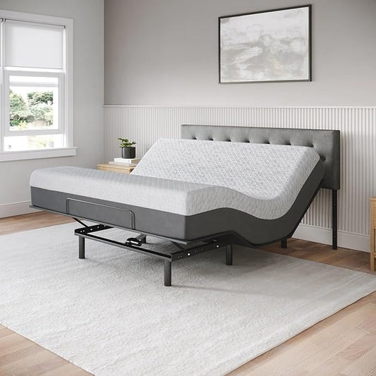Celestial Sleep Aurora Adjustable Bed Base (Frame) + 8 inch Gel Memory Foam Mattress (Firm), Easy Assembly, Head and Foot Lift, Zero Gravity, Memory Positions, CertiPUR-US Bed - King