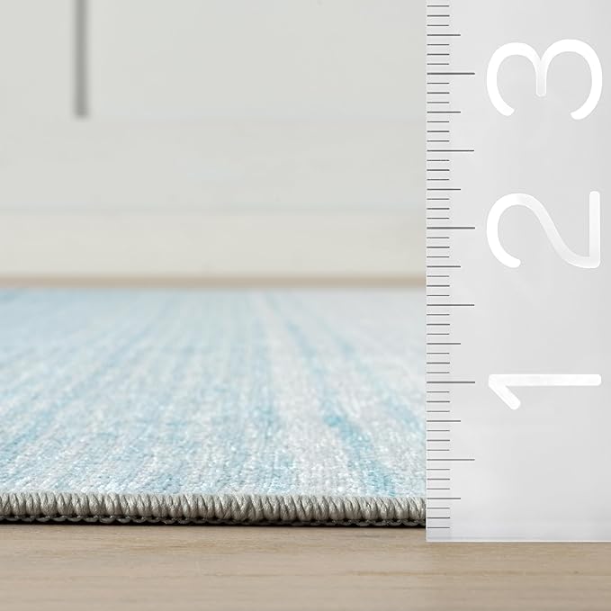 Dash & Albert Pandora Blue Machine Washable Rug, 8.5 X 11.5 Feet, Blue Abstract Pattern