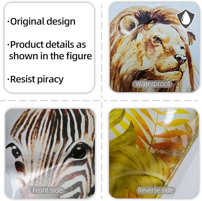 Large Safari Animals Boho Tropical Rainforest Leaves Tree Wall Stickers Jungle Animals Giraffe Elephant Lion Leopard Parrot Wall Decals for Living Room Bed Room Class Room Wall Décor