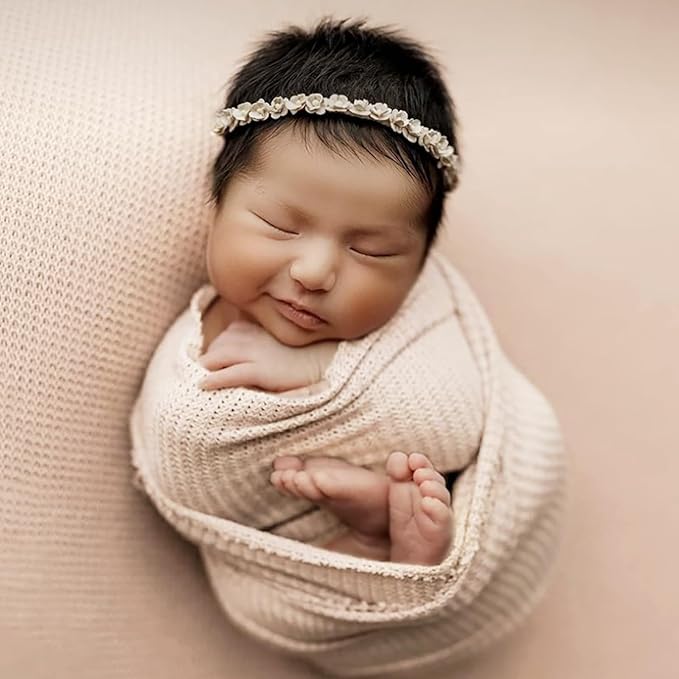 Newborn Photography Props for Baby Boys and Girls Newborn Wraps for Infant Baby Photoshoot Waffle Texture Knit Blanket