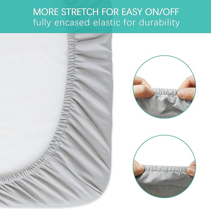 Bassinet Sheets Fit for Rectangle, Hourglass or Oval Bassinet Mattress, Universal Fitted Sheet Set for Various Bassinet Mattress Pad, 2 Pack, Ultra Soft Microfiber Sheets, Gray