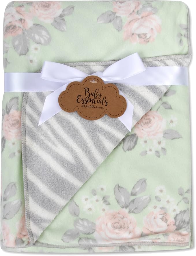 Sherpa Fleece Baby Blankets for Boys and Girls – Colorful, Reversible Baby Blankets for Newborns, Infants, Toddlers, and Nursery (Floral & Zebra)