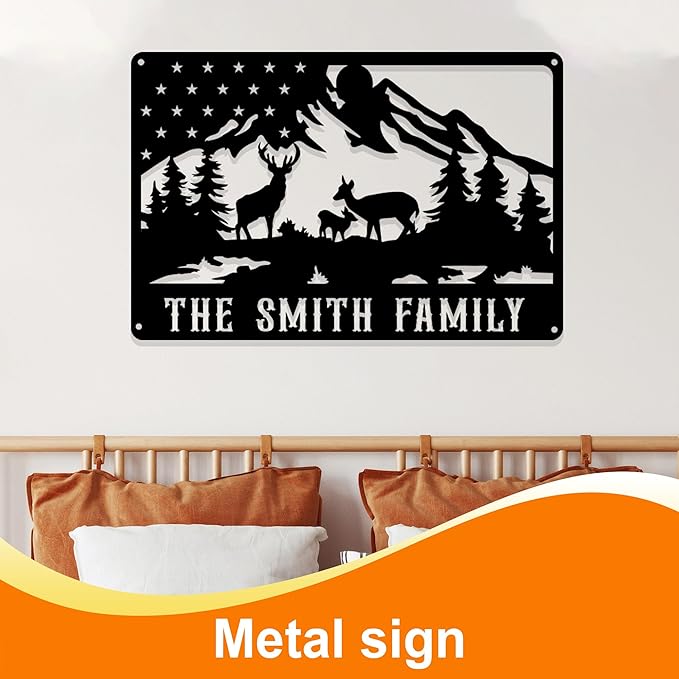 Personalized Deer Metal Cabin Sign, Custom Family Name Sign, Custom Signs Outdoor Metal, Personalized Camping Signs, Deer Hunter Gift, Cabin Decor, Porch Sign
