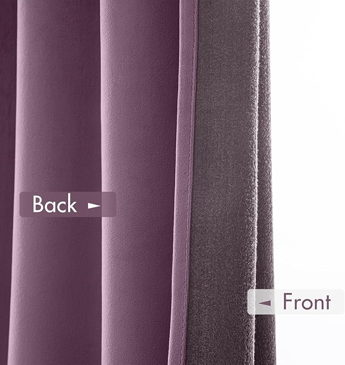 MIULEE Lavender Velvet Curtains Thermal Insulated Blackout Curtain Drapes for Bedroom Living Room Darkening 108 Inches Long Curtains Panels Rod Pocket Set of 2