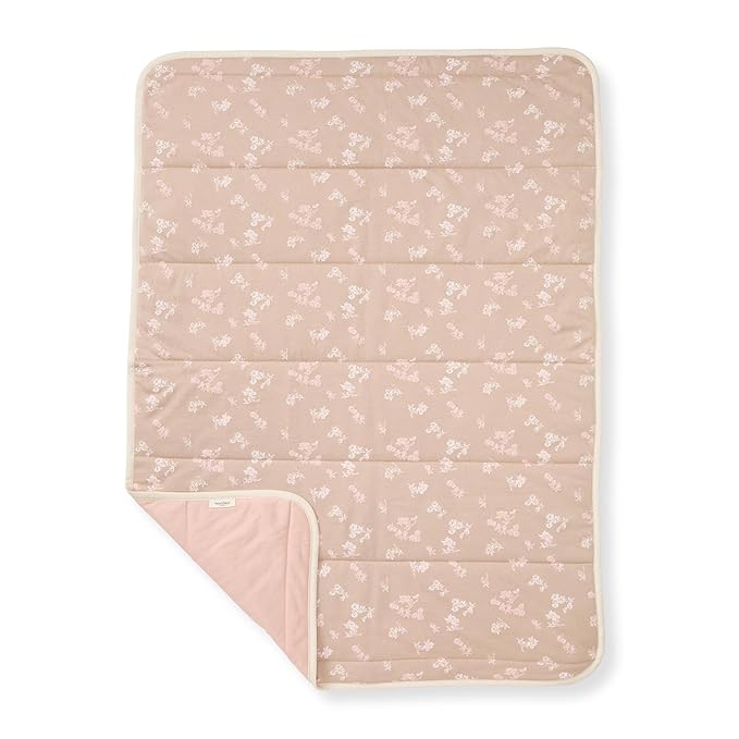 Burt's Bees Baby Reversible Blanket, Nursery, Stroller & Tummy-Time Organic Jersey Cotton Quilted Infant & Toddler Bedding