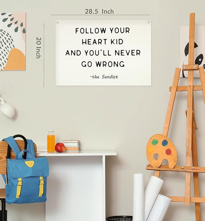 Mental Health Inspirational Rectangular Banner Flag Wall Sign Decor Gift for Boy Girl Kid Teen,Classroom Therapy Office Homeschool Reading Room Bedroom -Follow Your Heart Kid-Birthday Christmas Gift