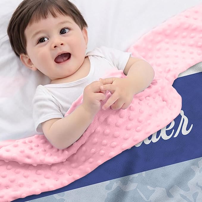 Personalized Baby Blankets for Boys Girls, Custom Name Blue Leopard Baby Blanket, Soft Receiving Blanket for Newborns and Toddlers, Ideal for Baby Showers and Nursery Decor