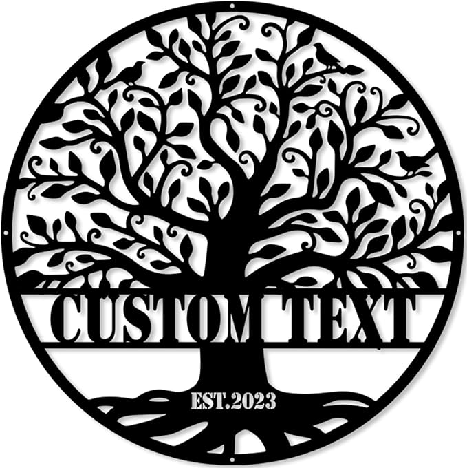 Metal Signs Customized, Tree of Life Last Name Signs Personalized, Family Name Sign, Custom Signs Outdoor Metal, Personalized Wedding/Anniversary/Housewarming Gift