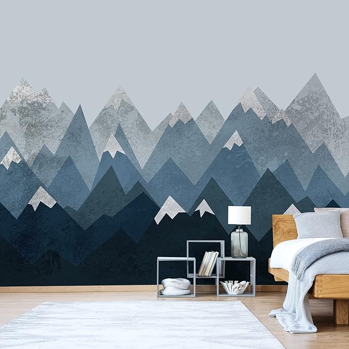 Mountain Wall Decor Stickers Adhesive Mountain Wall Stickers ,Nursery Mountain Wall Decals Wall Art Decals Baby Nursery Wall Murals for Boys or Girls Bedroom Decor,Wall Mural Magnificent Mountain View Removable Wallpaper Wall Sticker(W16)
