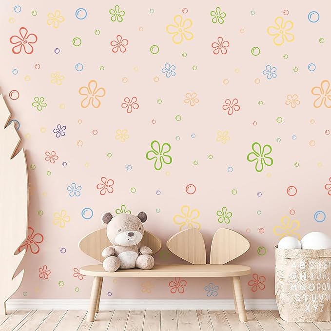 245 PCS Flowers Bubbles Wall Decals Under The Sea Wall Sticker - Ocean Decor, Bathroom Stickers, Kids Wall Decals, Easy Peel and Stick, Removable, Waterproof, Anti-Fading