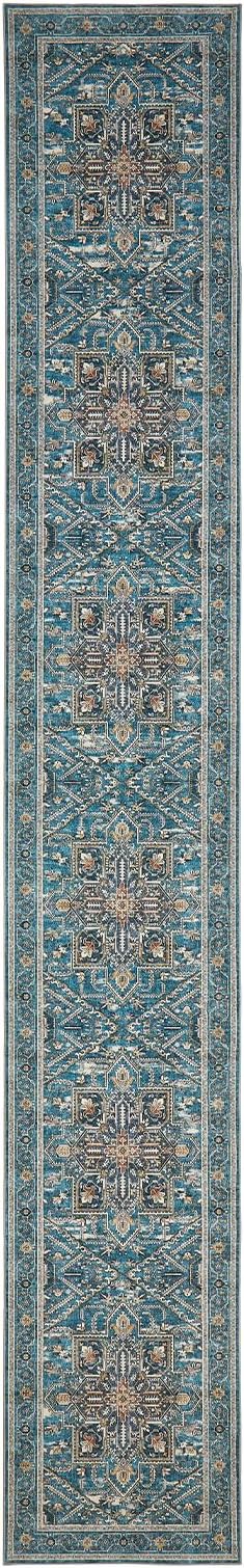 WITSHOCK 3x20 Extra Long Runner Rug for Hallway: Washable Boho Low Pile Stain Resistant Foldable Floor Carpet for Bedroom Entryway Bathroom Kitchen, Neutral Distressed Farmhouse Rug, Grey, 36″x240″