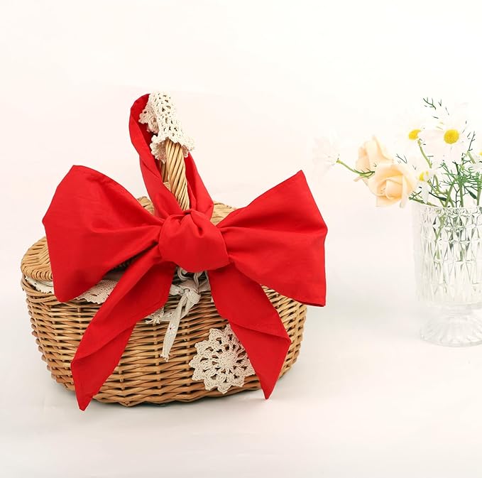 Newborn Swaddle Sash, Soft Cotton Bow Decorative Strap for Swaddles, Adorable Maternity Bow Sash, 70x5.5 Inch, Red