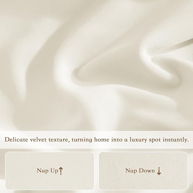 StangH Super Soft Velvet Curtains 108 inches Long, Pinch Pleat Ivory White Drapes with Hooks Vertical Light Filtering Floor to Ceiling Panels for Living Dining Room, W40 x L108, 2 Panels