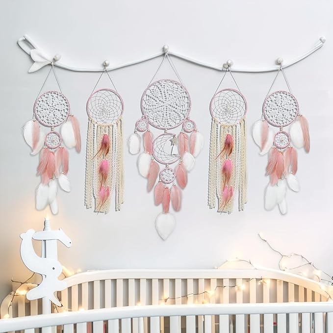 Dream Catcher Wall Decor,Large Boho Dream Catcher with Luxurious Feathers & Beads, Handmade Wall Hanging for Bedroom, Nursery, Living Room, Gift Ready for Girls & Adults (Black-Blue)