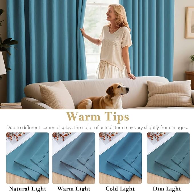 H.VERSAILTEX Blackout Curtains for Bedroom Thermal Insulated Room Darkening Living Room Curtains 63 Inch Long Grommet Privacy Protection Window Curtain Panels/Drapes for Nursery, 2 Panels, Storm Blue