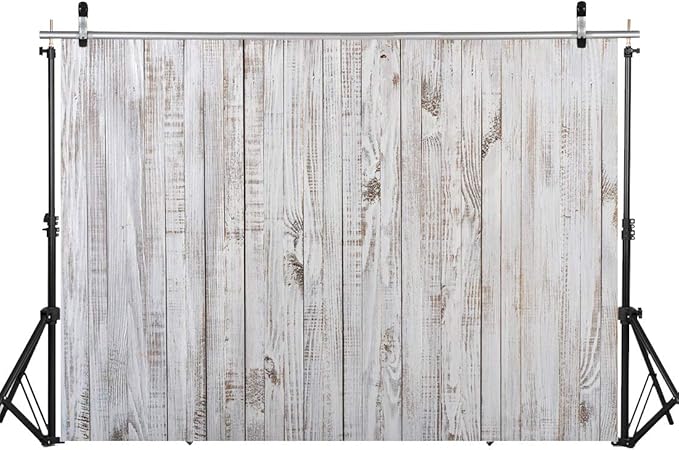 WOLADA 8x6FT Vintage Wood Backdrop Retro Rustic White Gray Wooden Floor Backdrops for Photography Kids Adult Photo Booth Video Shoot Vinyl Studio Prop 11890