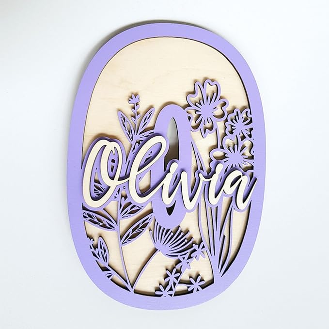 Custom Boho Wood Personalized Initial & Name Sign,3D Wooden Layered Handmade Letter Wall Decor for Nursery or Child's Bedroom, Rattan Flower Baby Shower Newborn Girl or Boy's Birthday Gift