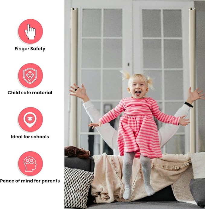 Commercial Door Finger Pinch Guard | Premium Pull-Side Door Hinge Stopper | Finger Pinch Door Guard for Kids and Adults Saftey | Baby Finger Pinch Protector for Doors -(Gray, 84")