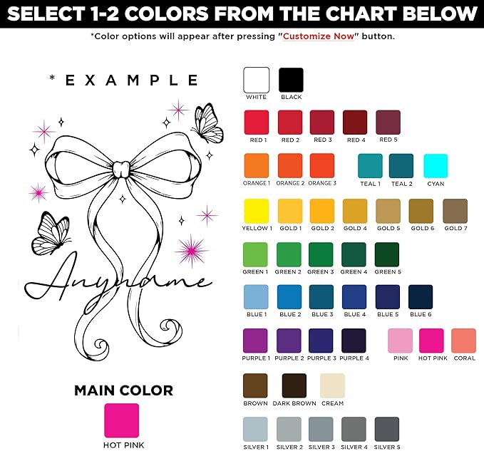 Custom Cute Coquette Butterfly Wall Decal Personalized Bow Name Transparent DTF Vinyl Removable Nursery Wall Decals for Baby Kids Room, Teen Bedroom, Window, Cute Home Decor Gifts
