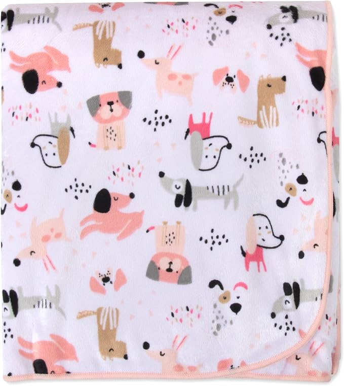 Sherpa Fleece Baby Blankets for Boys and Girls – Colorful, Reversible Baby Blankets for Newborns, Infants, Toddlers, and Nursery (Puppy Pink)