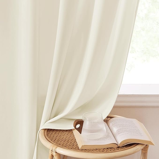 StangH Pinch Pleated Velvet Curtains 90 inches Long, Ivory White Privacy Thermal Insulated Bedroom Window Drapes Super Soft Light Dimming Track Curtains for Dining Room, W38 x L90, 2 Panels
