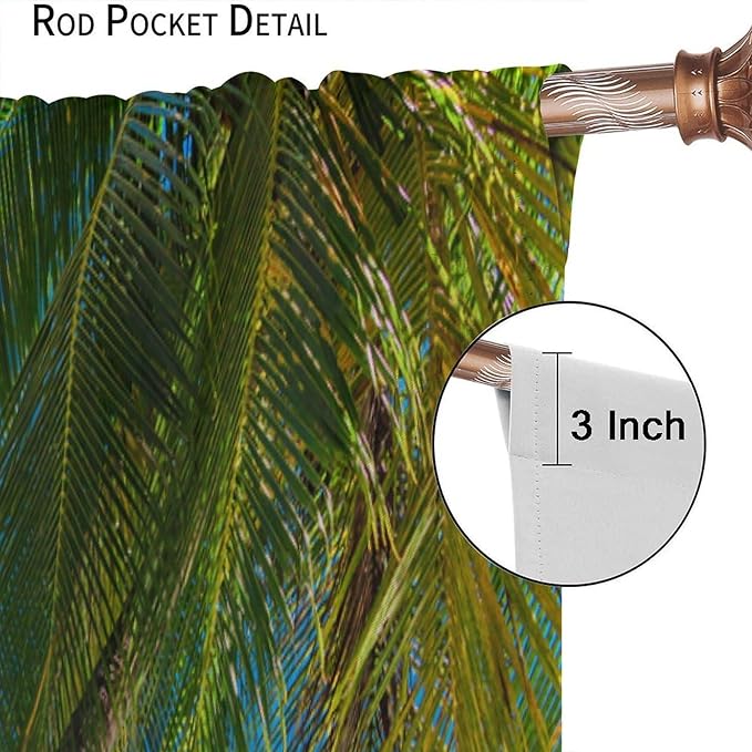 Ocean Beach Curtains,Sunshine and Beach Hawaiian Seaside Scene Pattern Blackout Print Home Bedroom Living Room Window Treatments 2 Panel Set 84x84 Inch