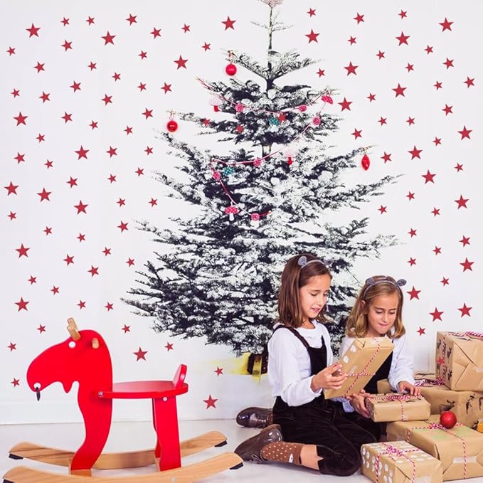 112 Red Star Wall Stickers - Peel and Stick Vinyl Decals for Nursery, Kids Room, Bedroom, Reusable & Removable, Safe on Walls, Elegant Decor by BugyBagy