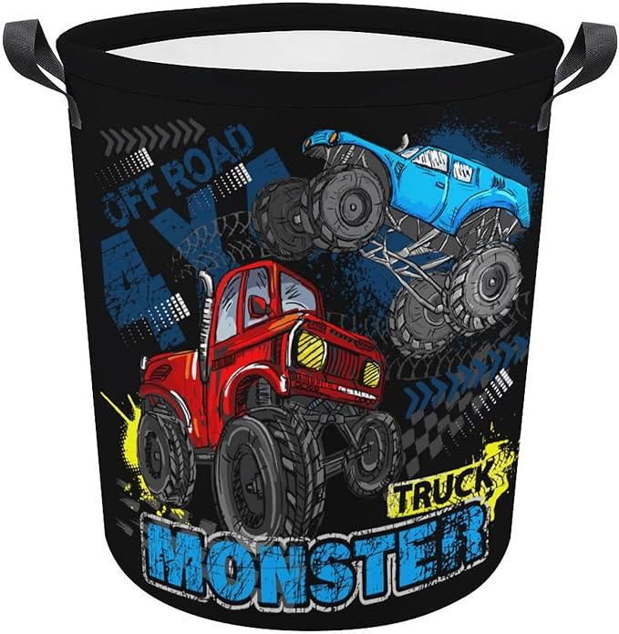 Monster Truck Laundry Basket Boys Room Decor Boys Hamper Dirty Clothes Bin Organizer Monster Truck Birthday Decorations