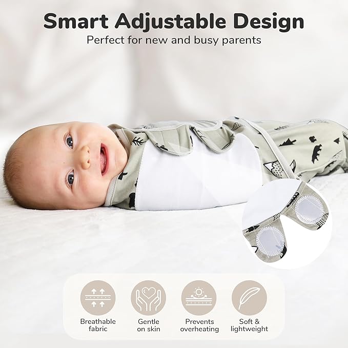 Mama Cheetah Preemie Swaddle Sack, Organic Swaddling Sleep Sacks for Preemies, Preemie Swaddle Blanket Wrap, Easy Swaddles for Premature Baby Boy Girl 4-7 lbs, Newborn Essentials, 3-Pack, Grey