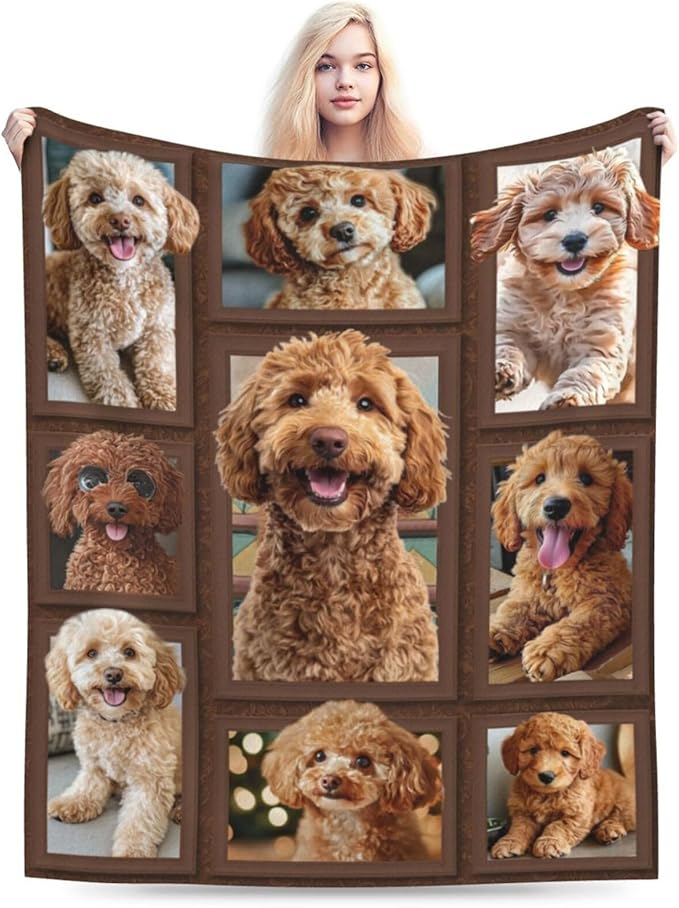 Golden Doodle Blanket Goldendoodle Decor Throw Blanket Super Soft Flannel Lightweight Fluffy Plush Cozy Fuzzy Fleece Gifts Blanket for Dog Lover Women Girls Boys Adults for Bed Sofa 50"X60"
