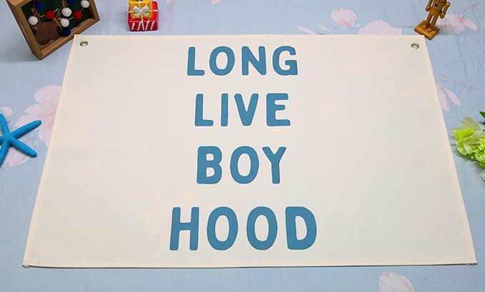 Long Live Boyhood-Rectangular Banner Flag Wall Decor Gift for Baby Boy Kid,Nursery Above Crib Playroom Reading Room Bedroom Front Decor Decor-Baby Present Shower,Birthday Christmas Gift