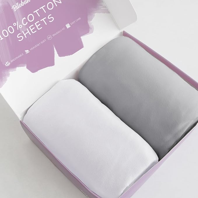 Bassinet Sheets Fit for AirClub, AMKE 3 in 1 Bassinet, Newton, Larex and Bellababy Bassinet Bedside Sleeper, 100% Cotton, 2 Pack, Ultra Soft Bassinet Sheet, White and Gray