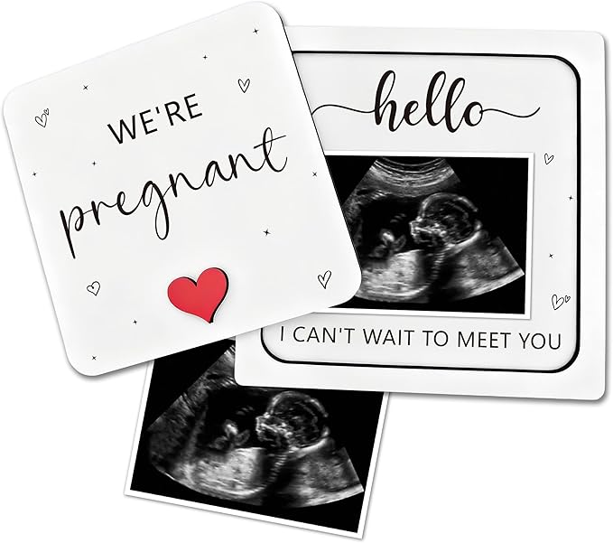 Pregnancy Announcement Ultrasound Picture Frame, We're Pregnant Wooden Surprise Box, Baby Coming Soon Announcement Sign, Pregnancy Reveal Gifts for Grandparents, Husband, Friends, Auntie, Uncle