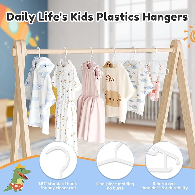 Baby Hangers 50 Pack Non-Slip Kids Plastic Hangers for Closet, Space Saving Toddler Hanger for Infant Clothing, Childrens Hanger for Child, White