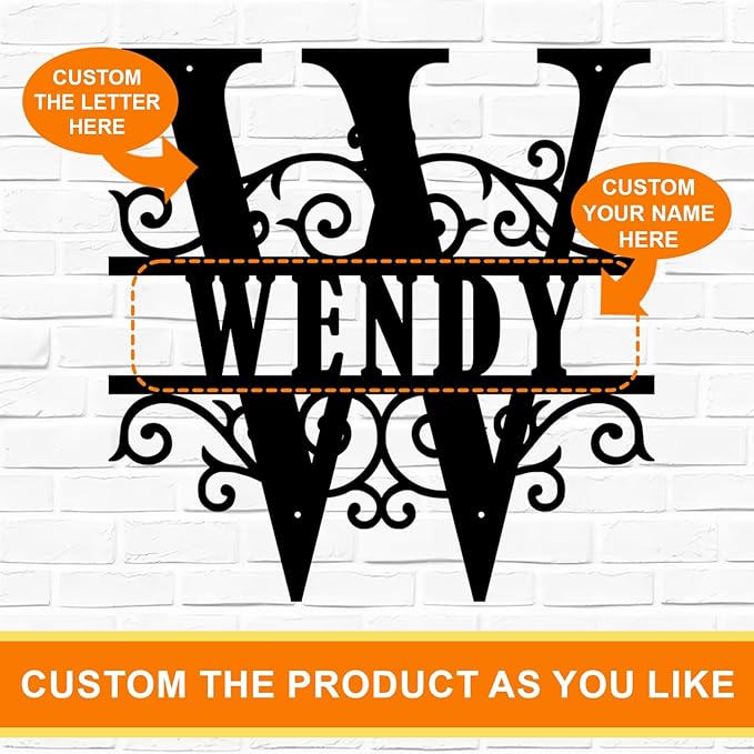 Metal Signs Customized, Metal Name Signs Personalized, Custom Family/Last Name Sign, Split Letter Monogram Wall Decor, Personalized Wedding/New home Gift, Indoor/Outdoor Sign