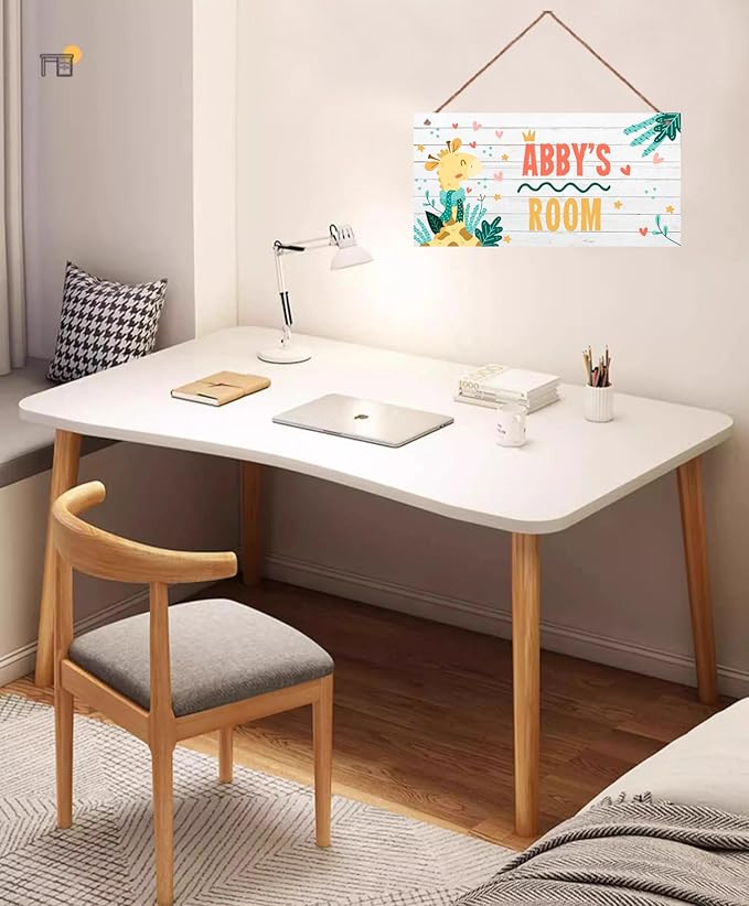 Personalized Giraffe Sign Cute Animal Themed Sign For Kids Room Baby Nursery Door Decor,Custom Name Wall Decor Decorative Plate for Boys Room Girls Bedroom