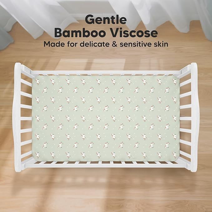 KeaBabies 2-Pack Baby Crib Sheets for Boys, Girls - 52x28 Viscose Derived from Bamboo Toddler Bed Sheets Neutral, Fitted Crib Mattress Cover for Standard Baby Bedding, Soft & Cozy (Lune Mystic)