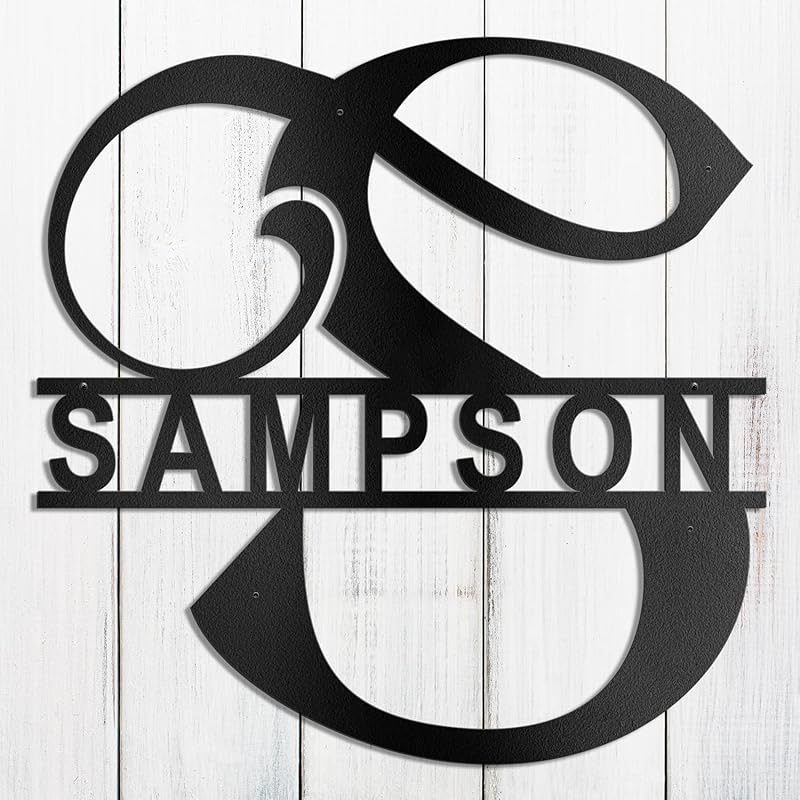 Custom Metal Name Sign Metal Wall Art Split Letter Monogram Family Name Sign Personalized Wedding Gift Fire Pit Sign Outdoor Decor