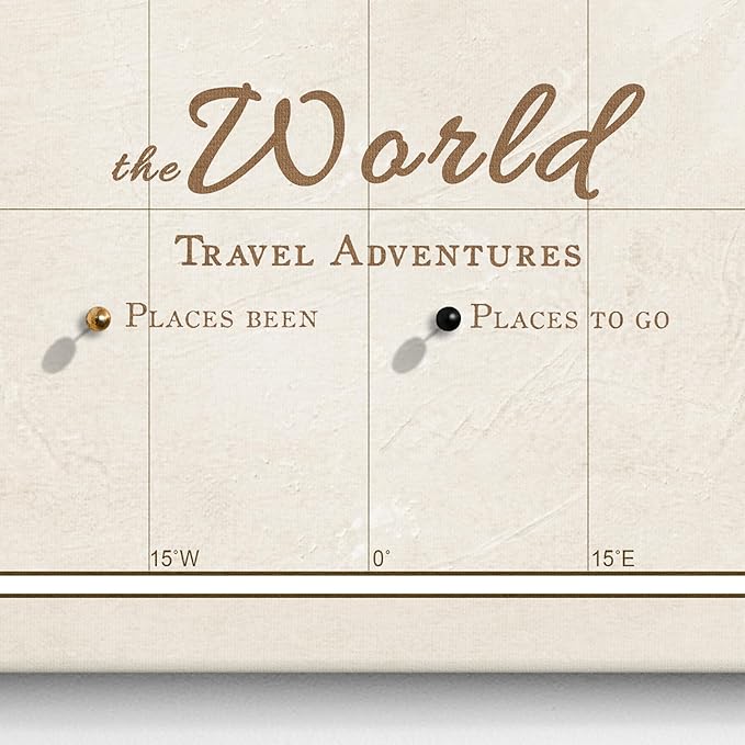 Canvas World Map with Cork Pin Board - English Lettering - Decorative Wall Decoration for All Rooms - Canvas Pictures with World Map Motif (70x50 cm, Pattern 22)