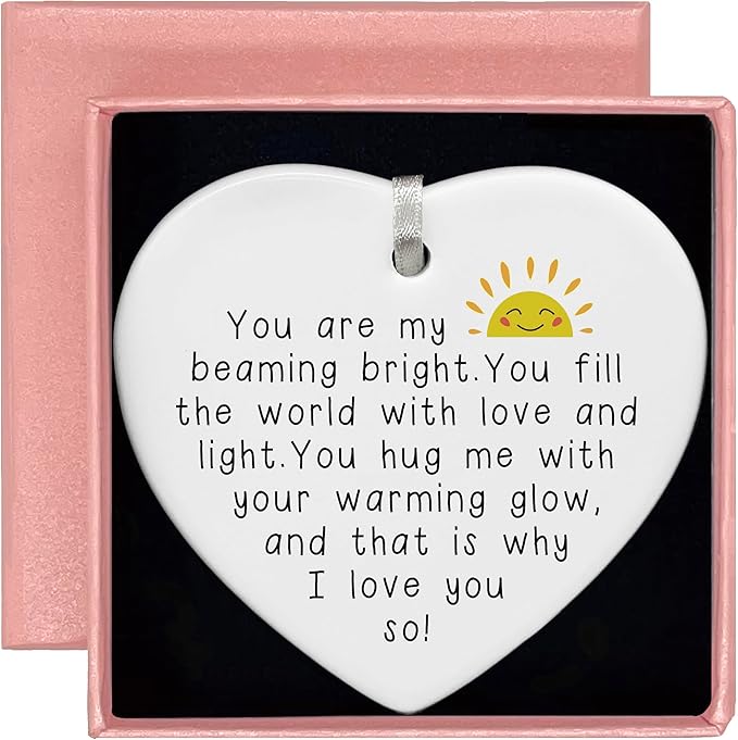 Heart Shaped Christmas Ornament-Mother’s Day Teacher Appreciation Gift-Thank You Present for Mentor Educator Instructor Mom Ceramic Keepsake Decor