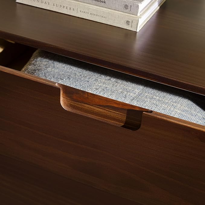 Walker Edison Sloane 3-Drawer Groove Handle Solid Pine Wood Dresser, 36 Inch, Walnut