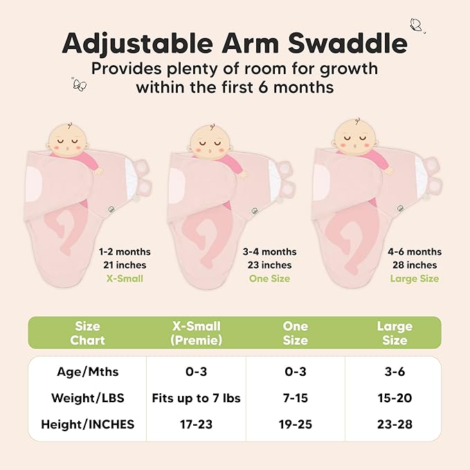 3-Pack Organic Baby Swaddle Sleep Sacks - Swaddles for Newborns, Infant 0-3 Months, Baby Girls, Boys, Soft & Snug Newborn Sleep Sack, Nursery Swaddling Blankets (ABC Land Rose)