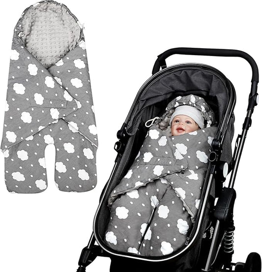 Baby Car Seat Blanket, Winter Car Seat Covers for Babies, Warm Carseat Swaddle Blankets, Thicken Stroller Sleeping Bunting Bag for Infants Boy & Girl, Grey Cloud