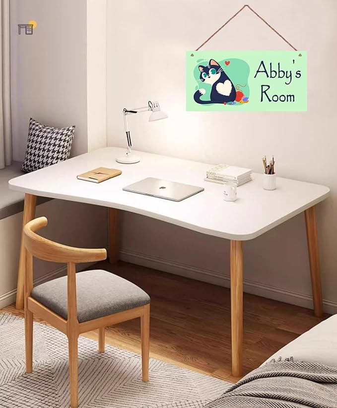 Personalized Cat Sign For Kids Room Custom Name Cute Kitten Door Wall Art Decor For Pet House Floral Nursery Art Decor Plate For Boys Room Girls Bedroom Little Man Cave
